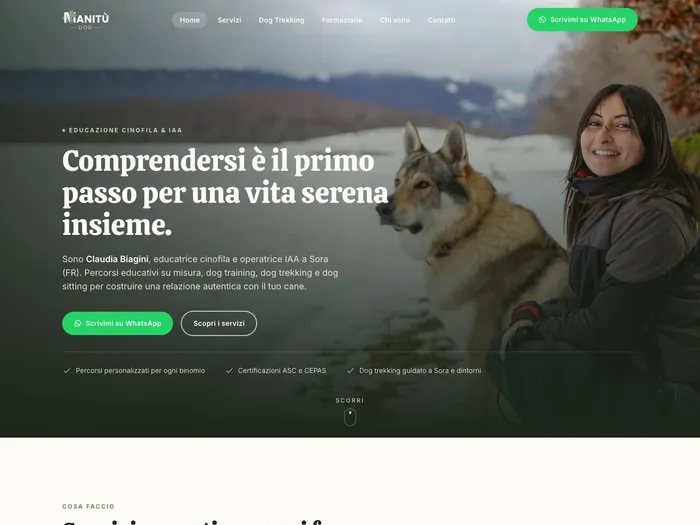ManitùDog: Il sito di Claudia Biagini, educatrice cinofila a Sora. Percorsi educativi, dog trekking e dog sitting.