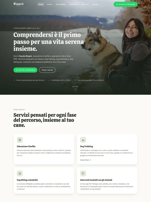 ManitùDog: Il sito di Claudia Biagini, educatrice cinofila a Sora. Percorsi educativi, dog trekking e dog sitting.
